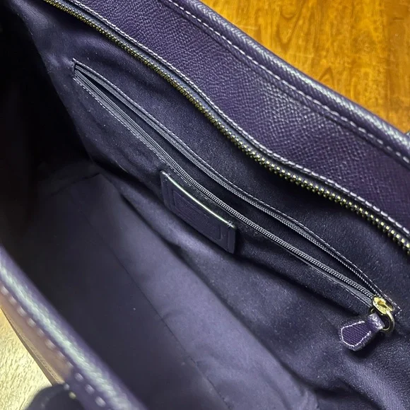 Coach Purple Pebbled Leather Tote Bag - Picture 2 of 7